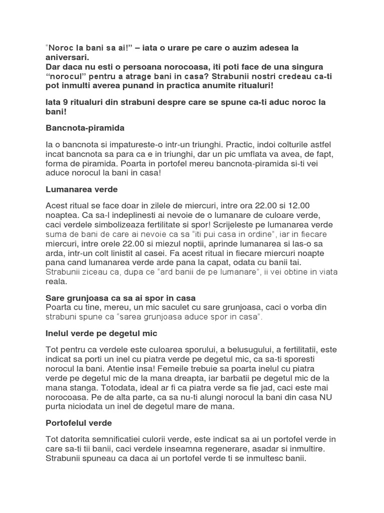 Superstitii Aducatoare De Bani