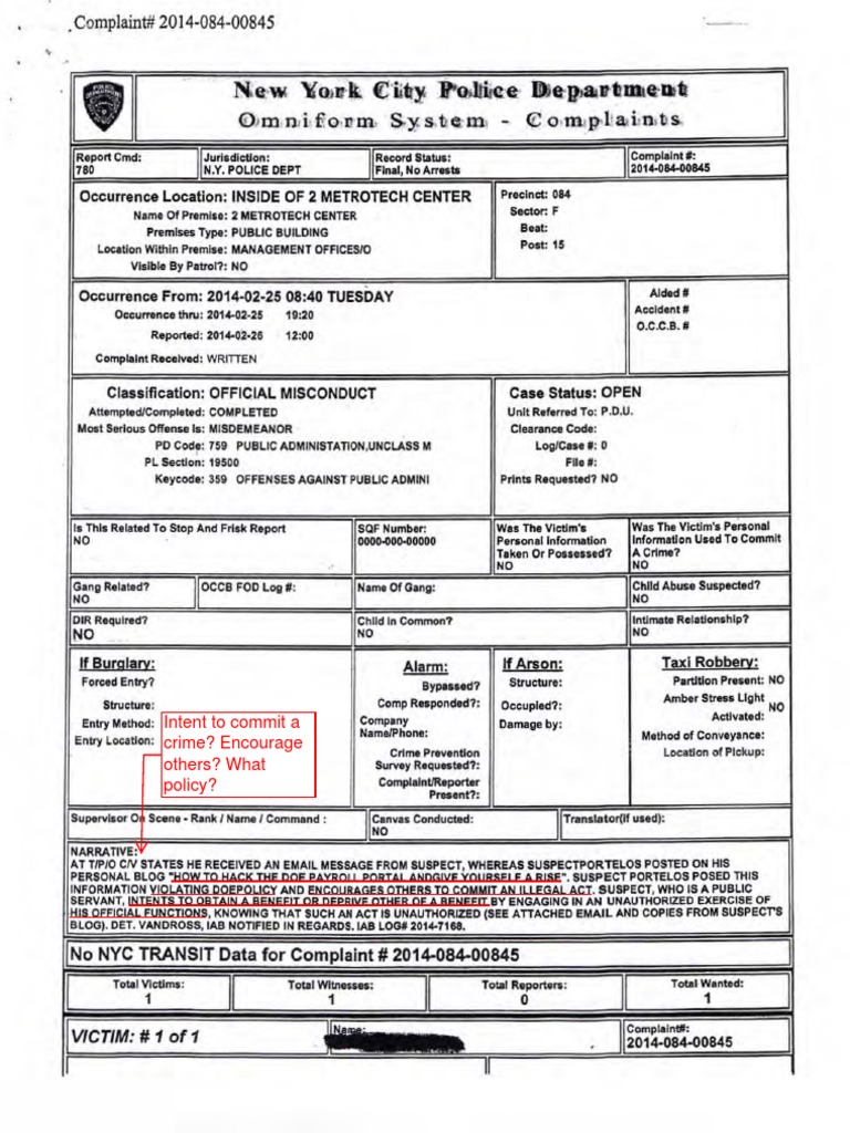 NYPD Complaint Against Francesco Portelos | PDF | Crime Thriller | Business