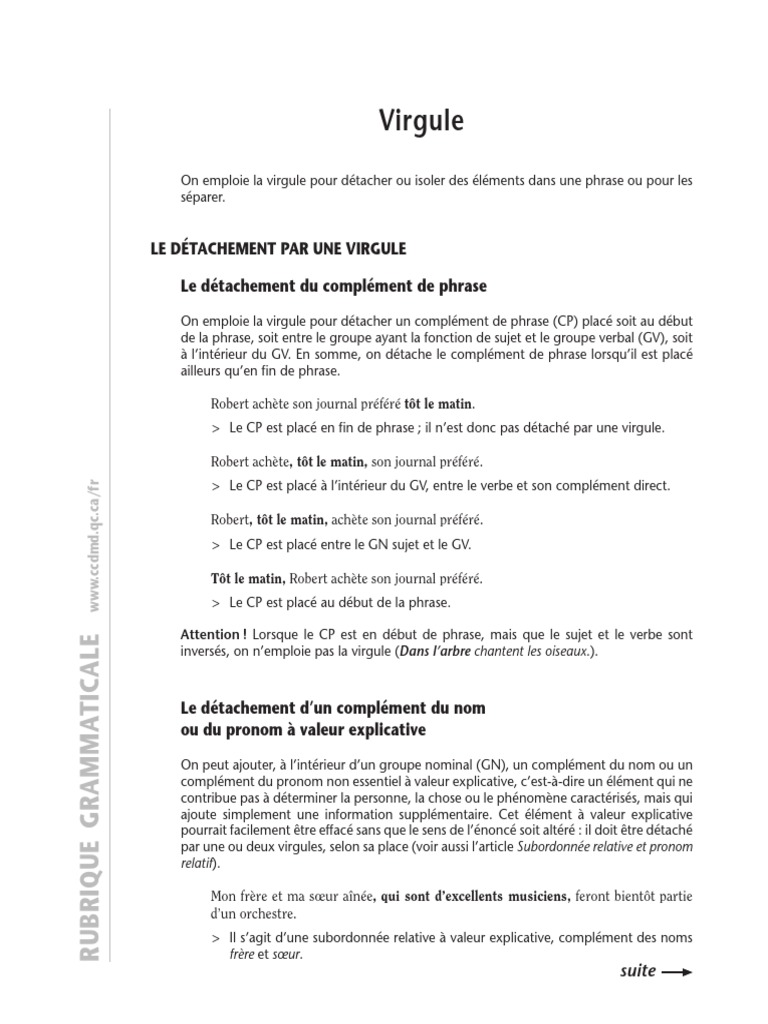 Rubri V 38virgule Phrase Sujet Grammaire