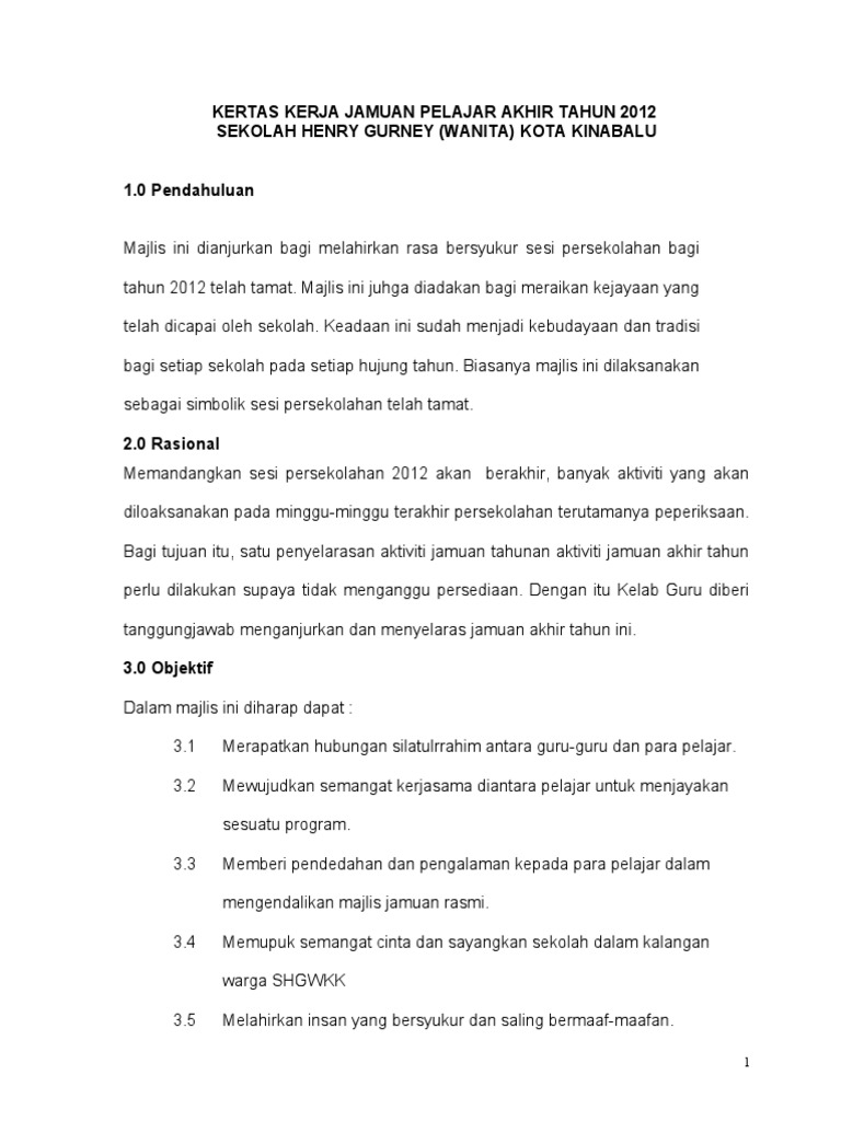 Kertas Kerja Perpisahan Akhir Tahun