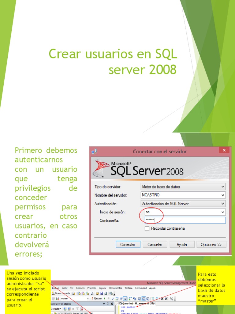 Crear Usuarios | PDF | Servidor SQL de Microsoft | Áreas de informática