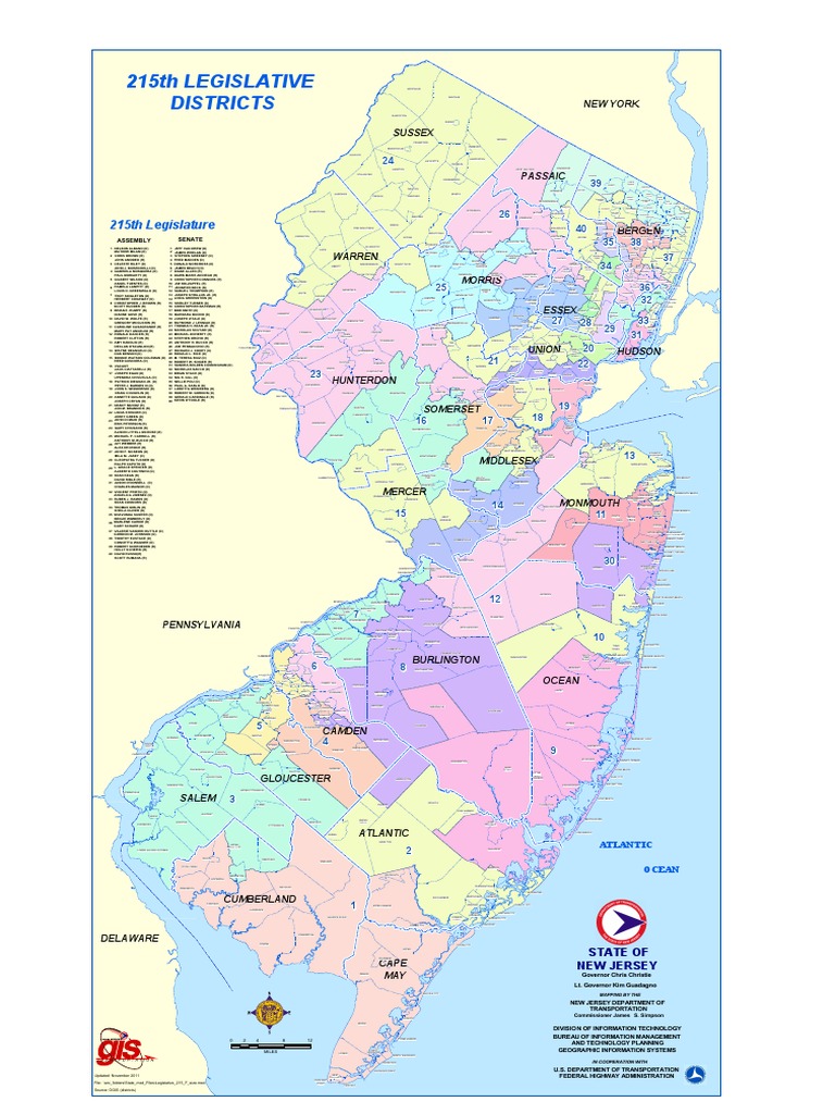 215th Legislative Map | PDF | New Jersey | American Politicians