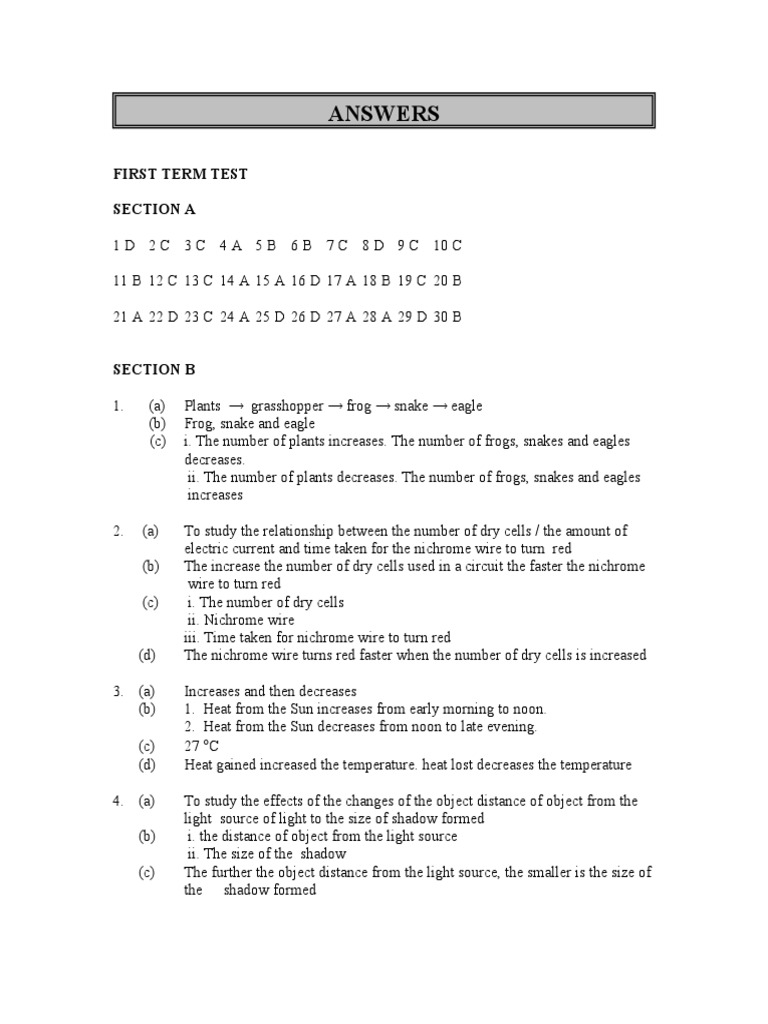 SY5 Term Tests Answers | PDF
