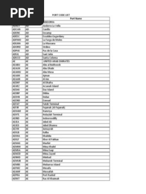 Port Code List Sports Nature