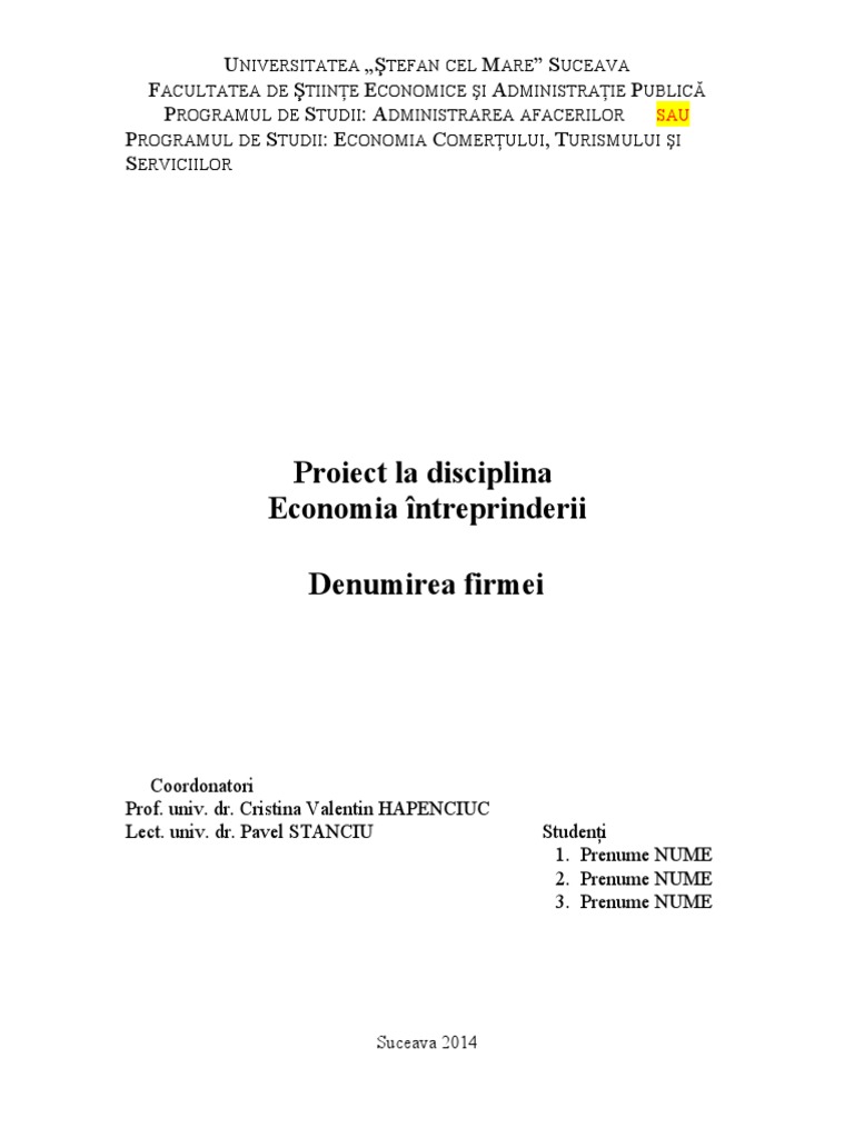 Prima Pagina Proiect | PDF