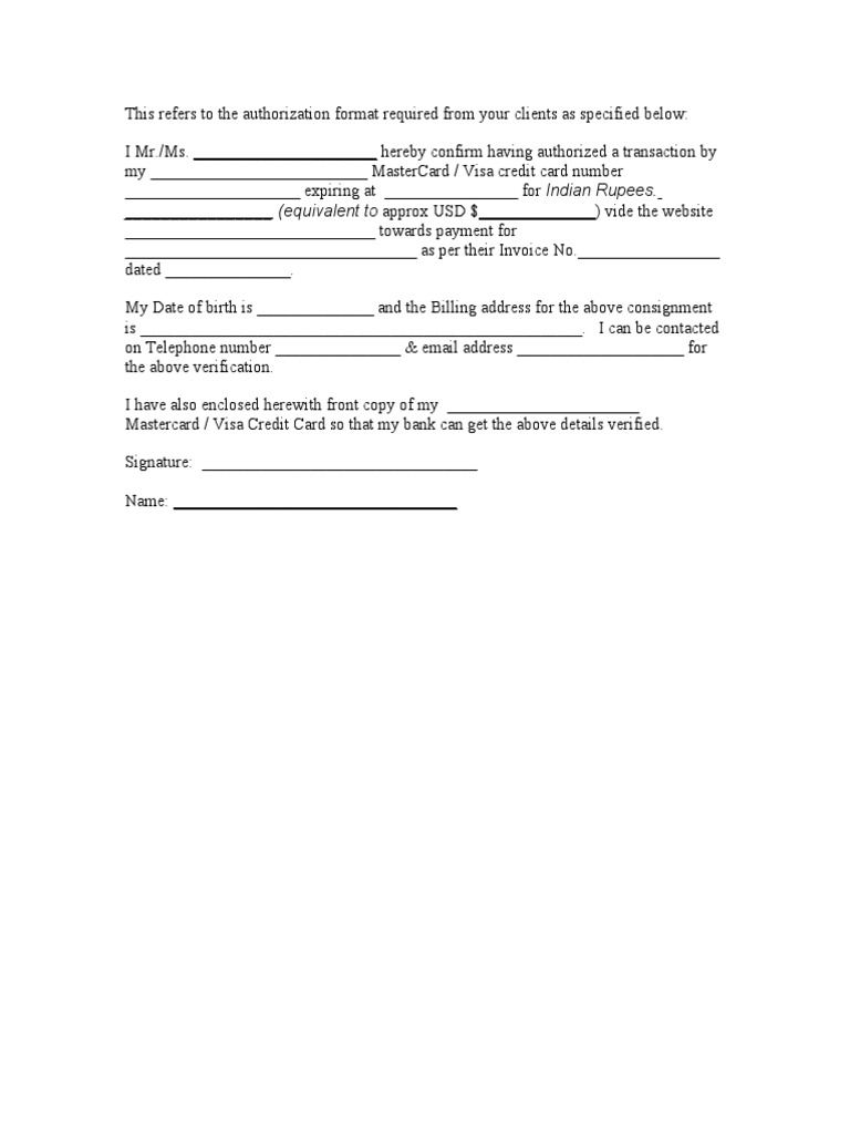 Client Payment Authorization Form | PDF