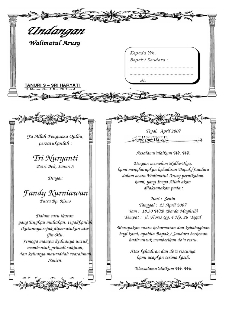 6800 Contoh Undangan Acara Walimatul Ursy Terbaik