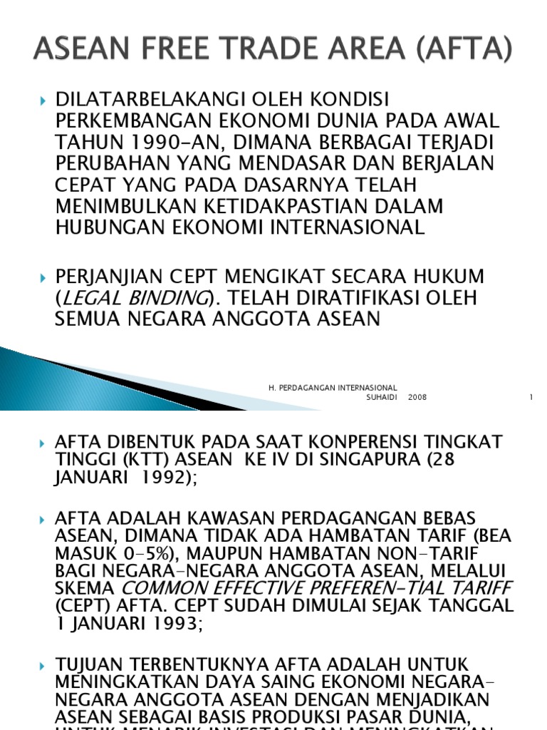 Asean Free Trade Area (Afta) | PDF