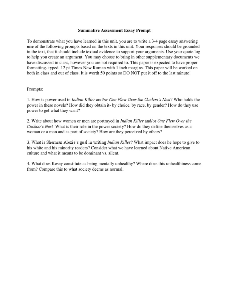 Summative Assessment Essay Prompts | PDF