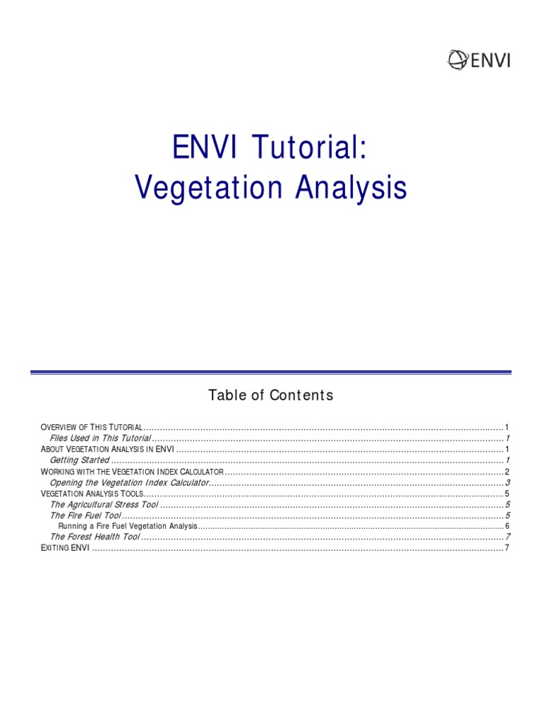 ENVI Vegetation Analysis Tutorial | PDF | Science & Mathematics