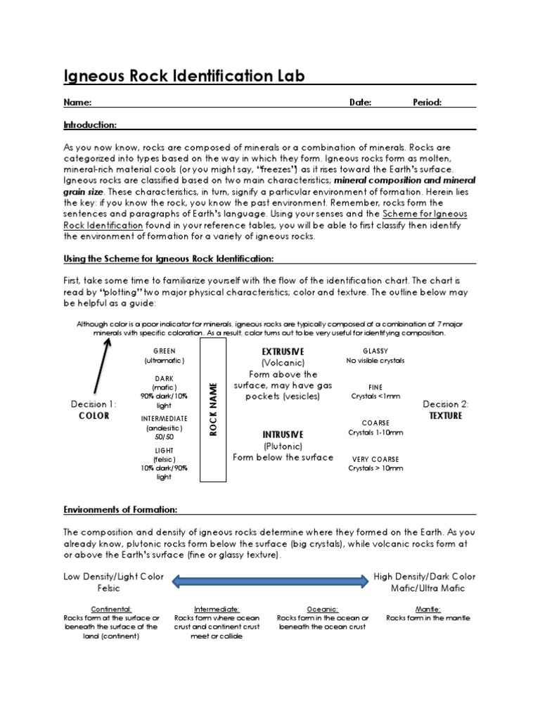 Igneous Rock Identification Lab PDF Igneous Rock Rock (Geology)