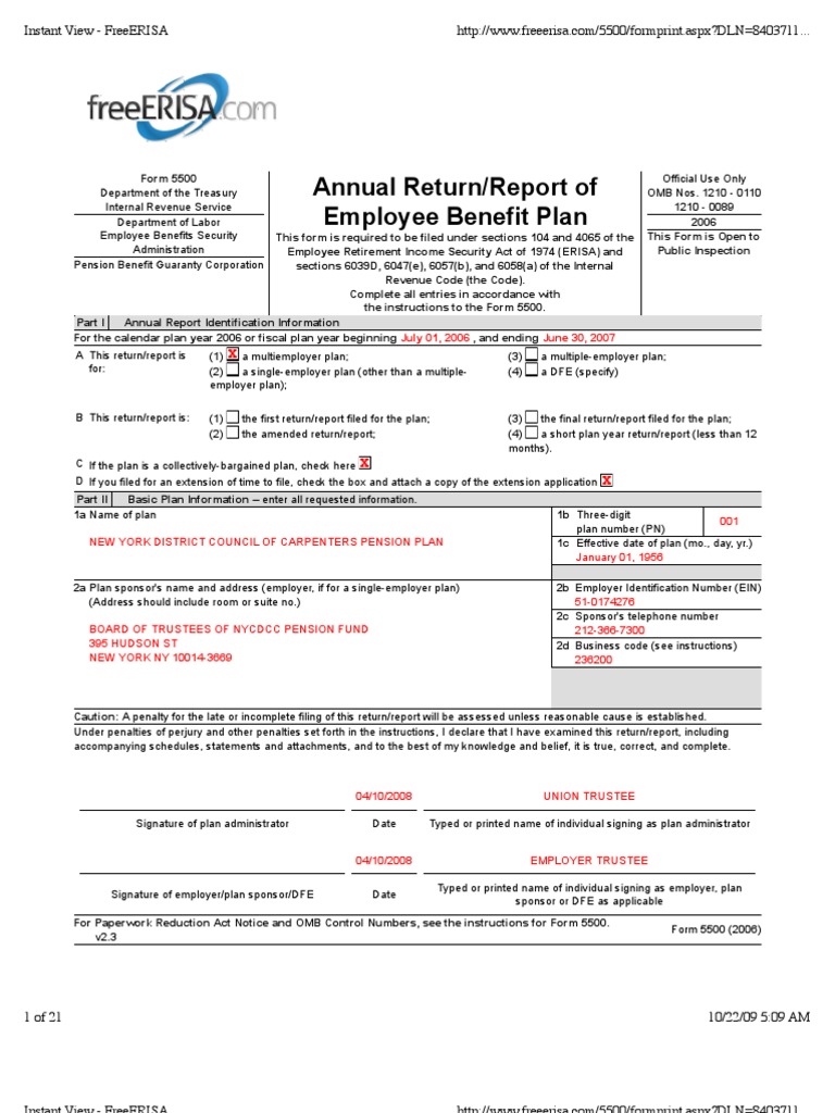 2007 Form 5500 Carpenter Pension Plan Pension Annuity (European)