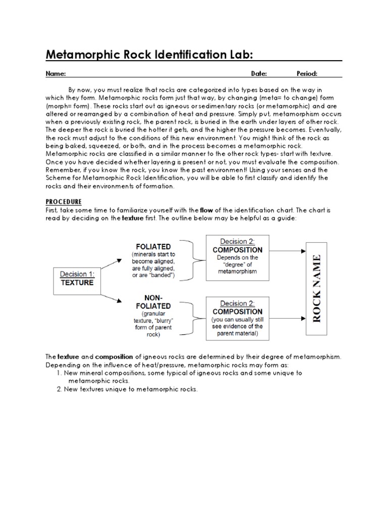 Metamorphic Rock Lab Guide | PDF | Rock (Geology) | Clastic Rock