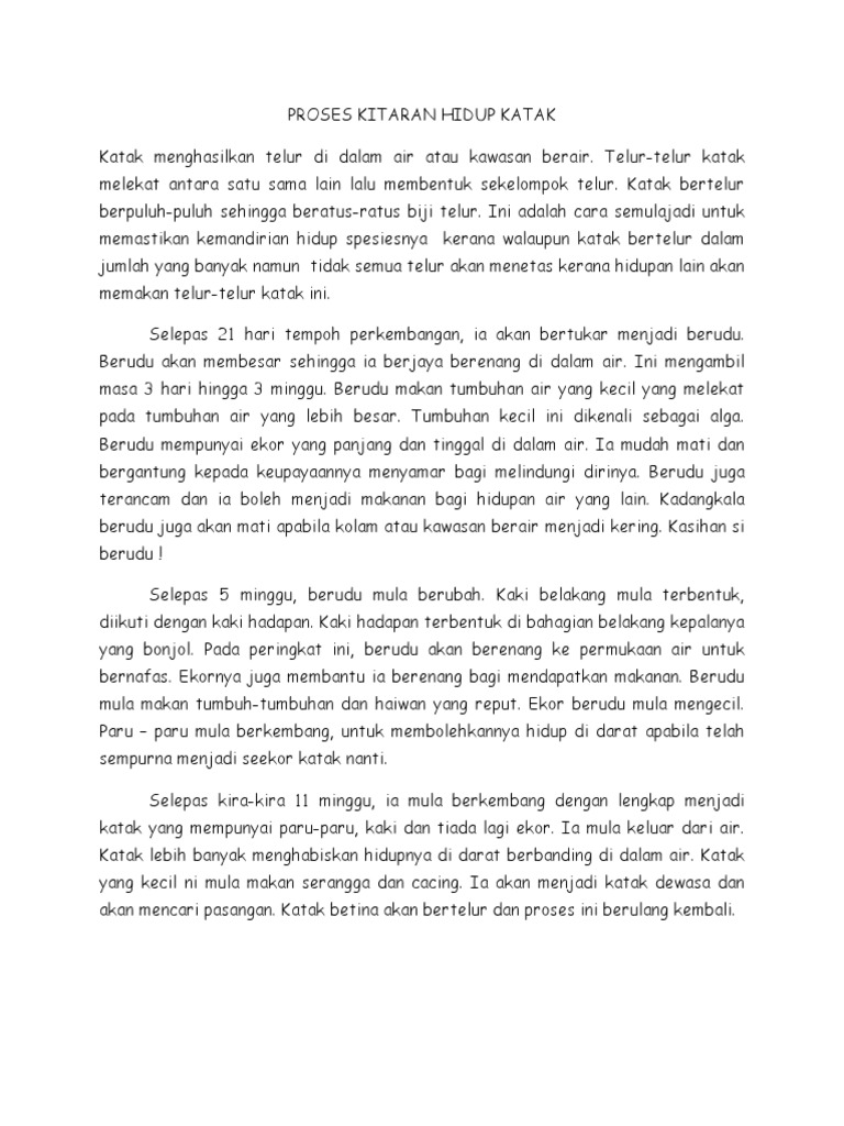 Proses Kitaran Hidup Katak Pdf