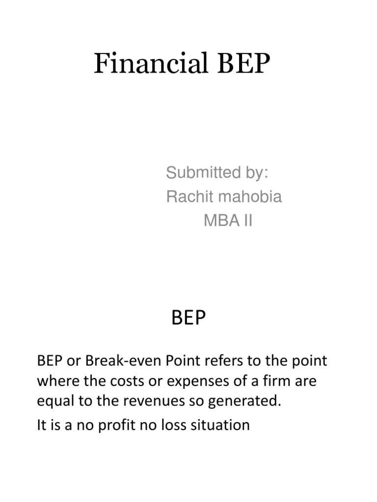 Financial BEP: Submitted By: Rachit Mahobia Mba Ii | PDF
