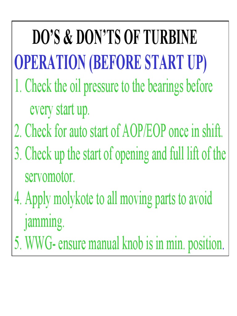 Turbine Operation Guidelines and Precautions | PDF