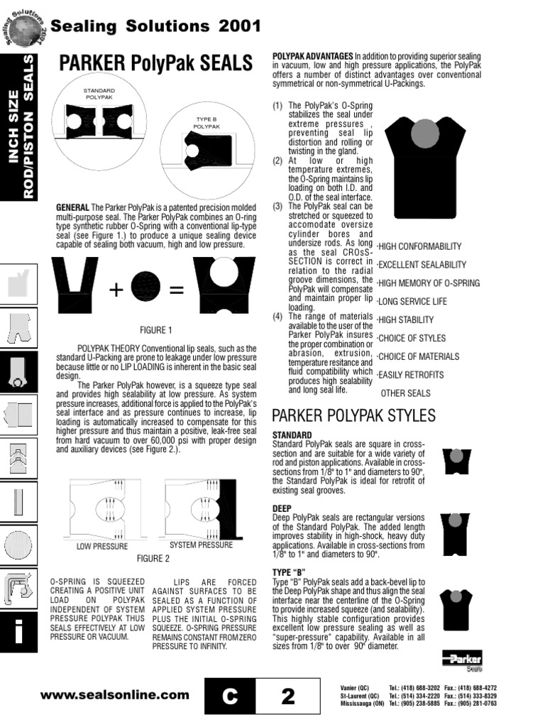 Hydraulic Seals Data From Parker PDF Materials Applied And Interdisciplinary Physics