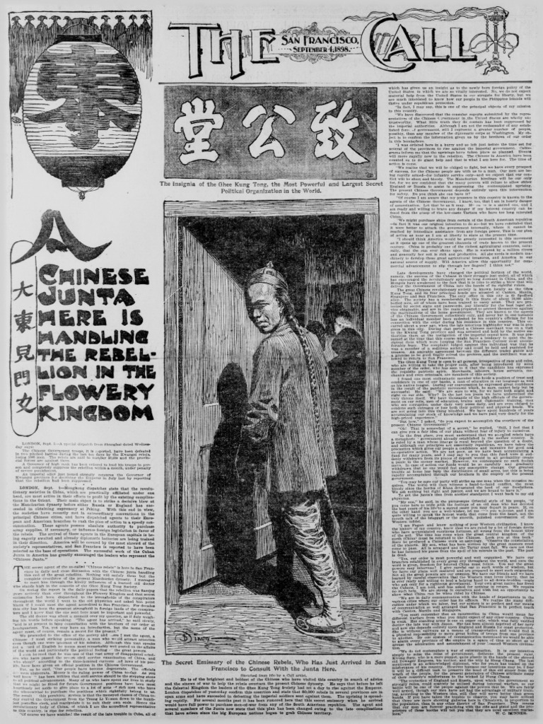 A San Francisco Call Article About Ghee Kung Tong From 1898 PDF Rebellions China