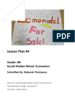 Lesson Plan #4: Grade: 4th Social Studies Strand: Economics