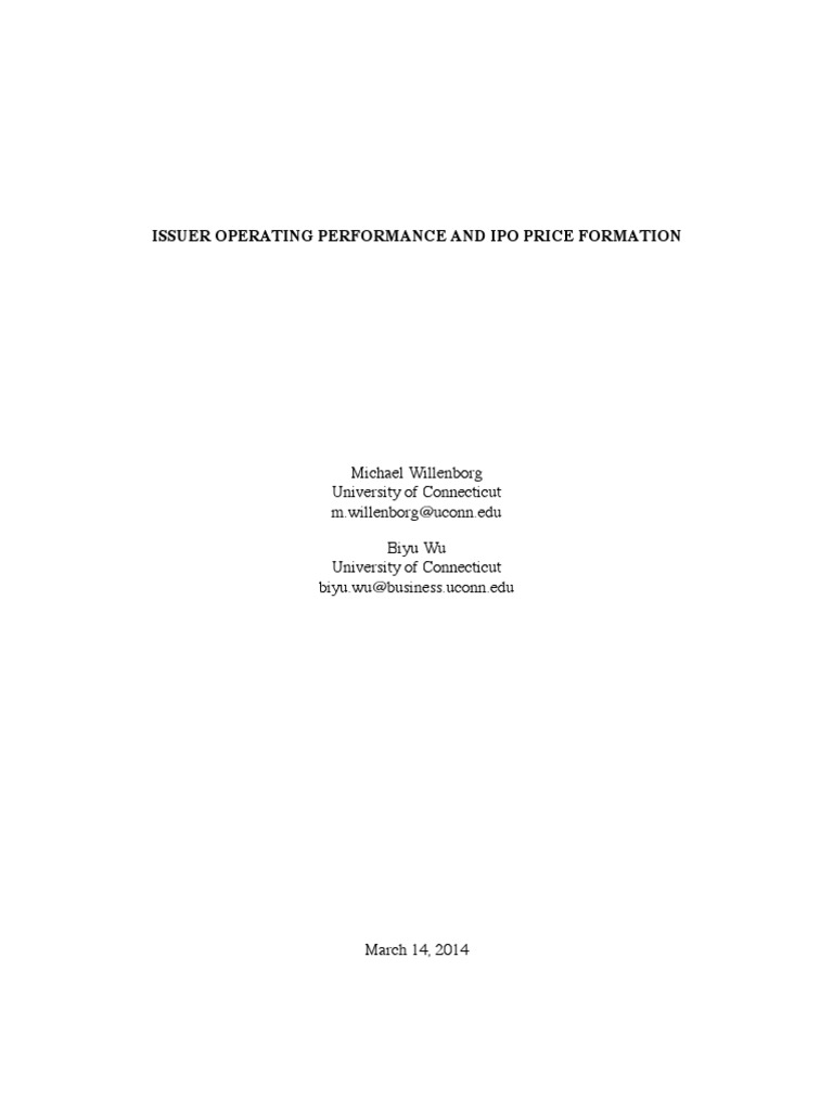 IPO Price Formation and Operating Performance | PDF | Initial Public ...