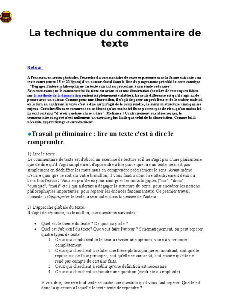 La technique du commentaire de texte  Traductions  Raison