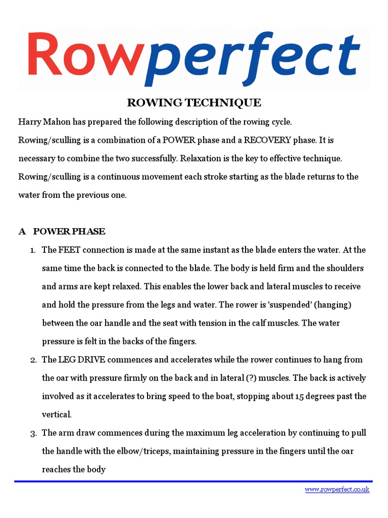 Rowing Technique: Power & Recovery Phases | PDF | Rowing (Sport) | Rowing