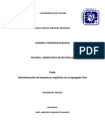 Determinación de impurezas orgánicas agregado