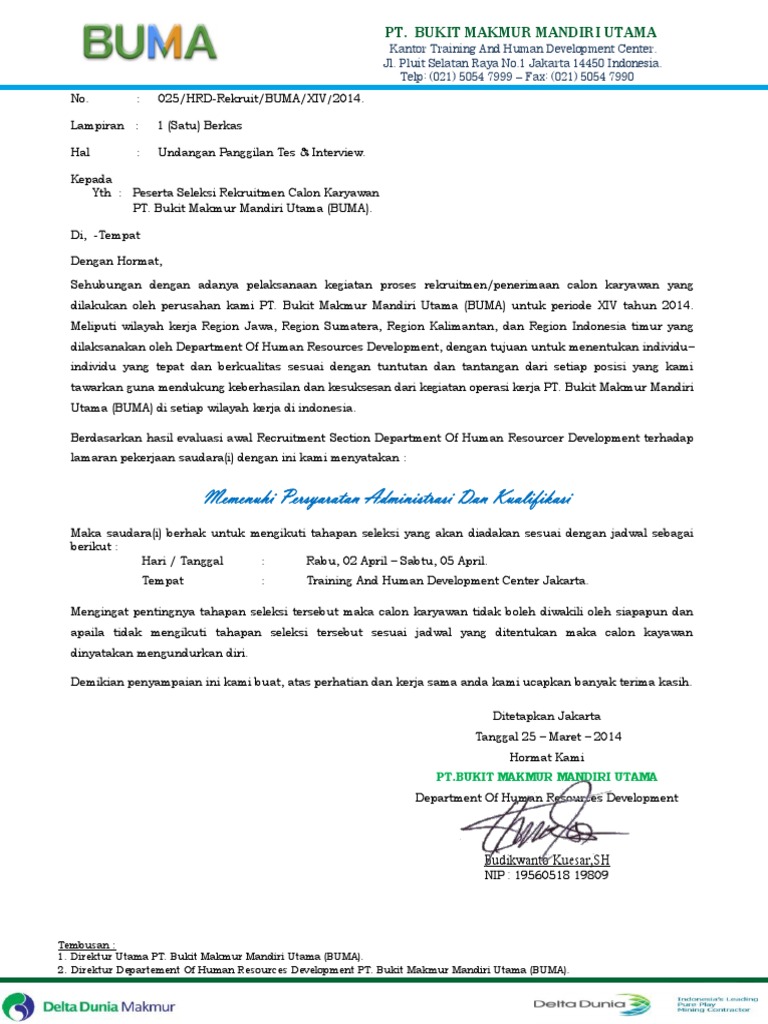 Contoh Surat Lamaran Kerja Di Pt Kahatex