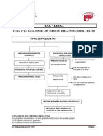 Tipos de preguntas sobre textos en  o menos