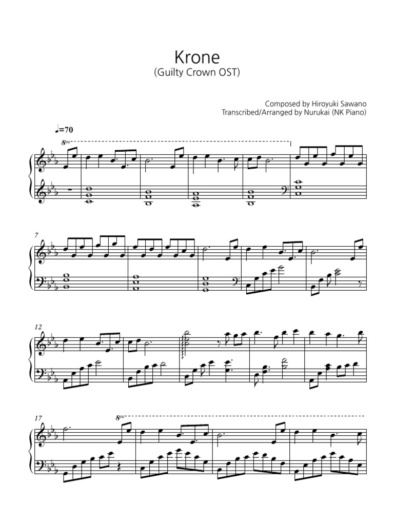 D Gray Man Musician Piano Sheet