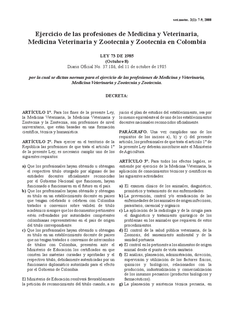 Perfil Médico Veterinario y Zootecnista | PDF | Medicina Veterinaria ...