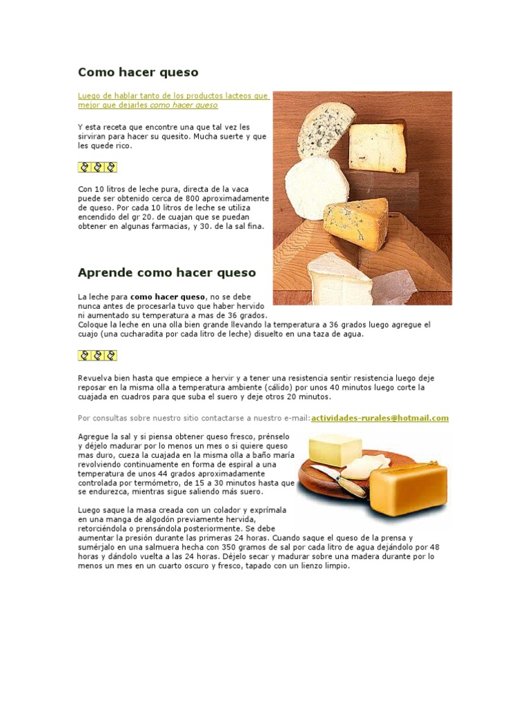 Como Hacer Queso | PDF | Queso | Leche