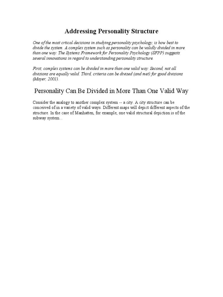 Addressing Personality Structure | PDF | Personality Psychology | Id