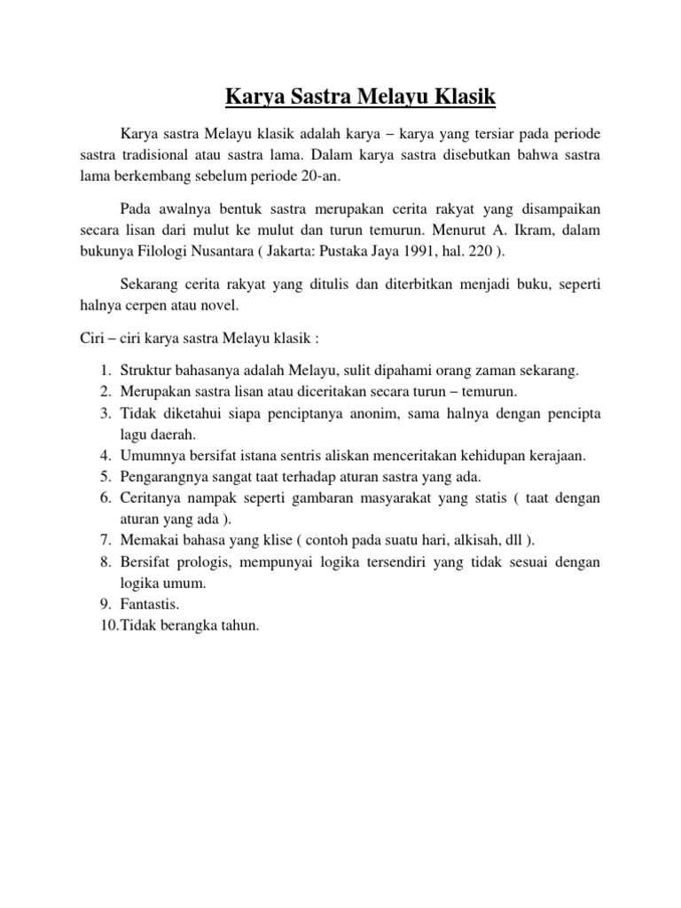 Sastra Melayu Klasik