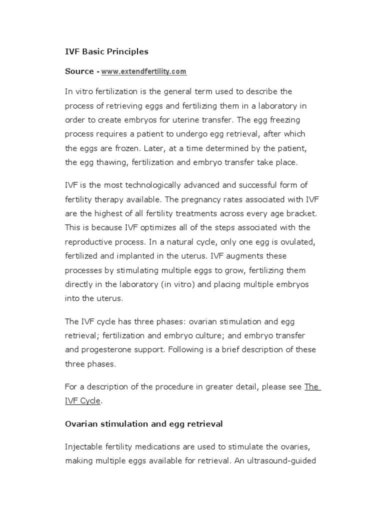 IVF Basic Principles | PDF | In Vitro Fertilisation | Ovary