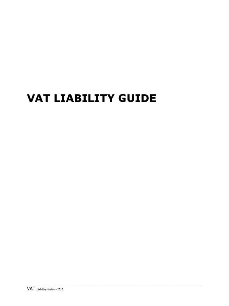 Vat Liability Guide 2012 PDF Value Added Tax Aids