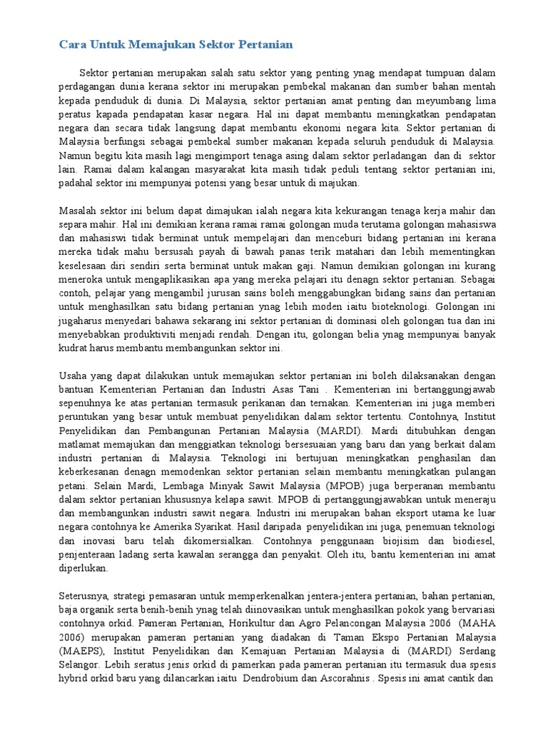 Cara Untuk Memajukan Sektor Pertanian  PDF