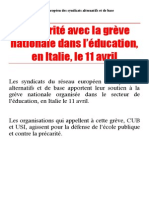 2014 - 3 - 16 - Solidarité Grève Education Italie 11 APRILE 2014
