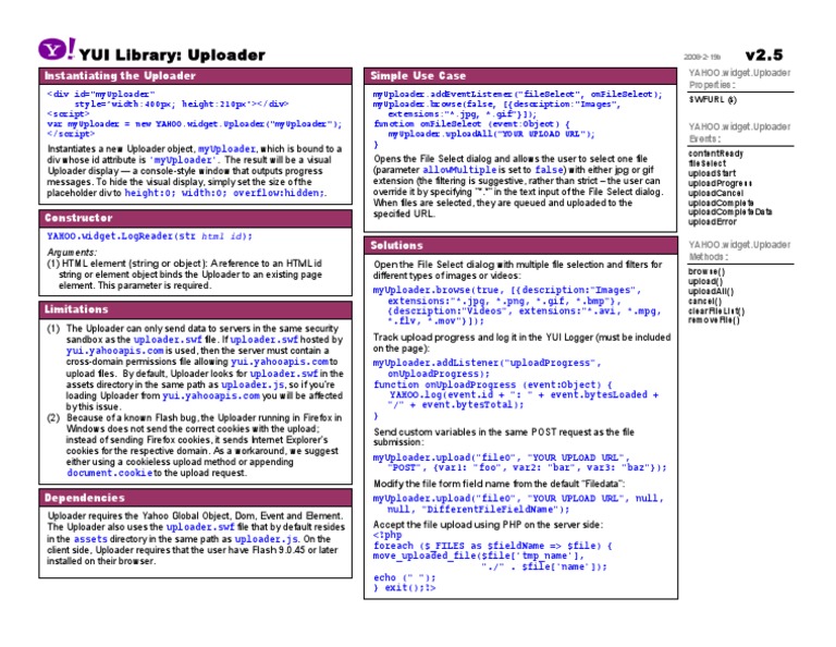 YUI Library: Uploader v2.5: Instantiating The Uploader Simple Use Case ...
