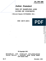 Indian Standard: Methods of Sampling and Analysis of Concrete