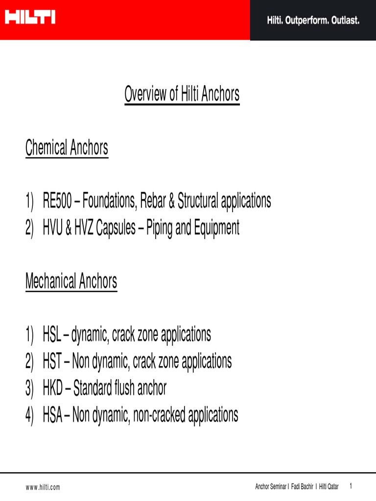 Hilti Anchor Selection PDF Epoxy Concrete