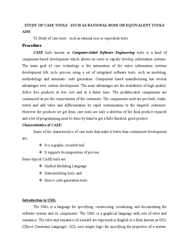 Overview of Rational Rose CASE Tools | PDF | Conceptual Model | Use Case