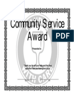 Community Service Award: Presented To