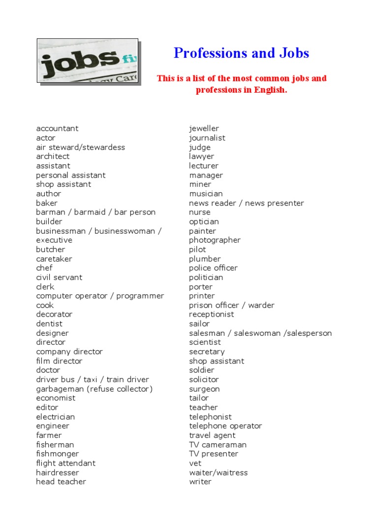 Jobs and Professions | PDF