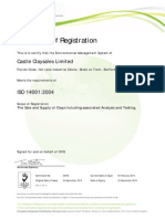 Certificate of Registration: Castle Claysales Limited