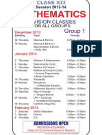 Class Xii Maths Revision Schedule Group 1 and 2 2013-2014