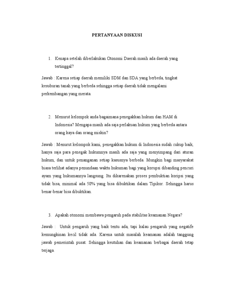 Contoh Soal Otonomi Daerah Beserta Jawabannya Buku Guru