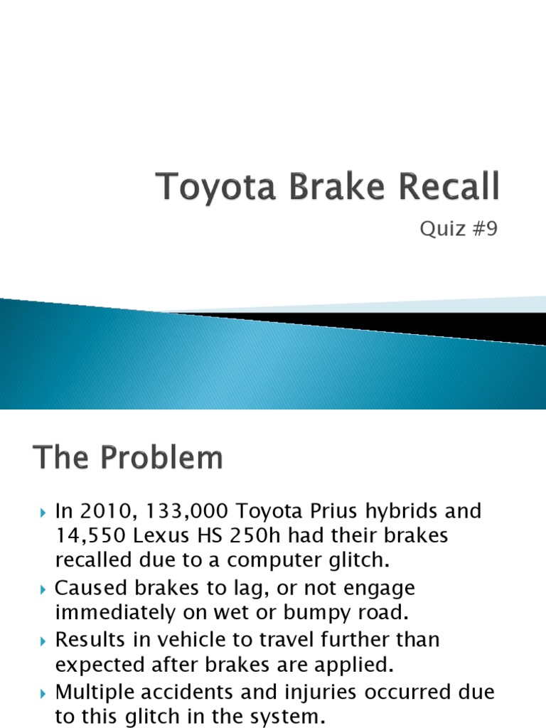 Toyota Brake Recall Powerpoint | PDF