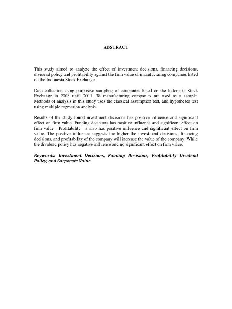 Impact of Investment on Firm Value | PDF