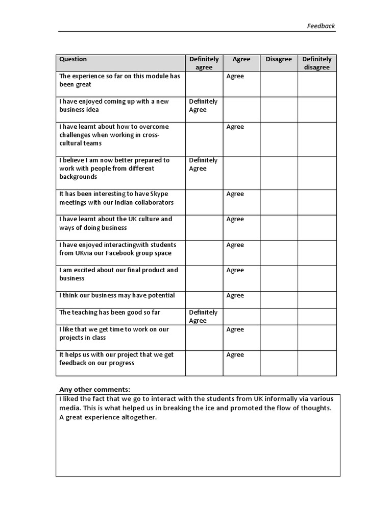 Positive Feedback on Module Experience | PDF
